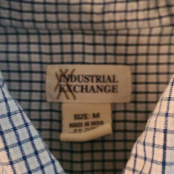 Industrial exchange mens short sleeve blue and white button down size medium - Picture 2 of 2